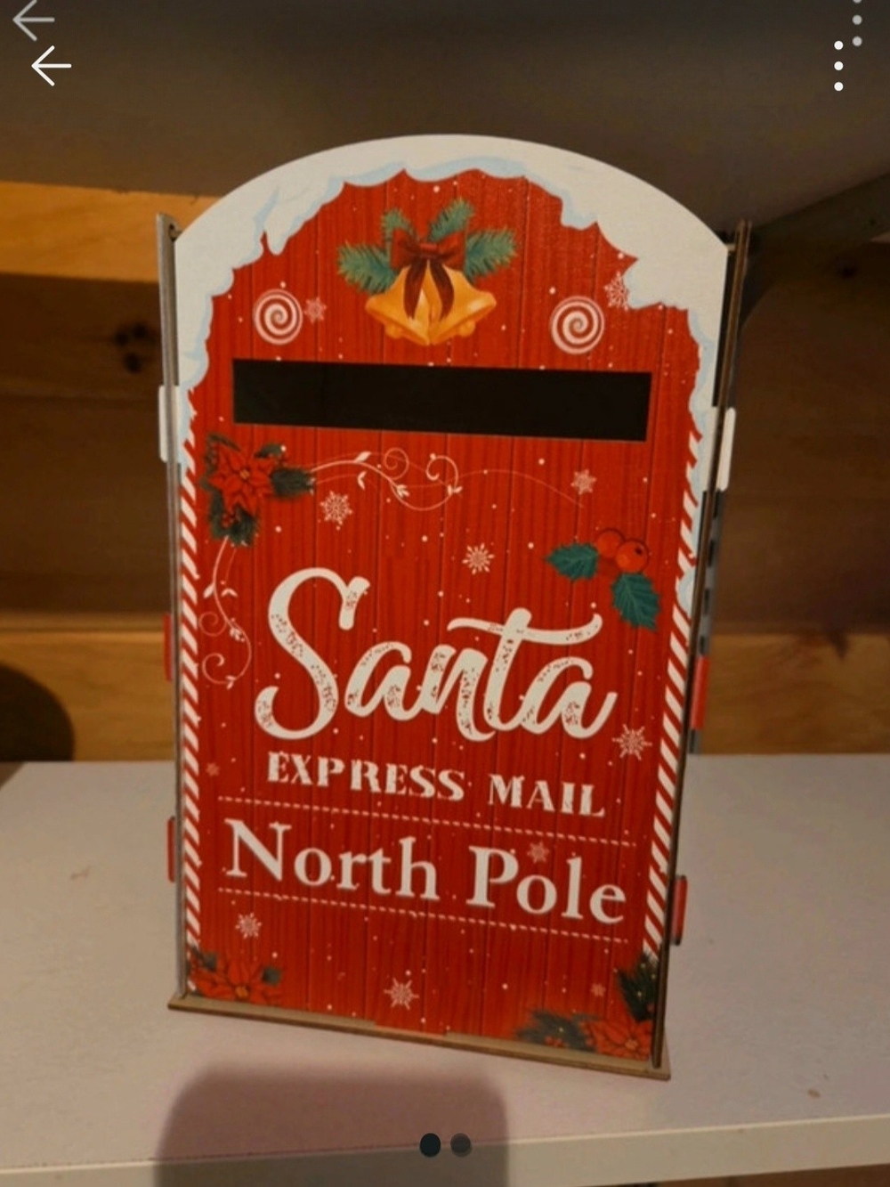 Santa Express Mailbox - North Pole Holiday Mail Holder (Red)